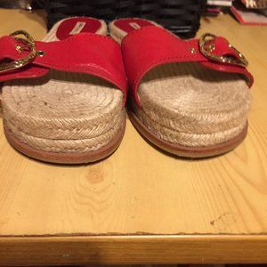 ZARA Leather Espadrille Slides Size 11